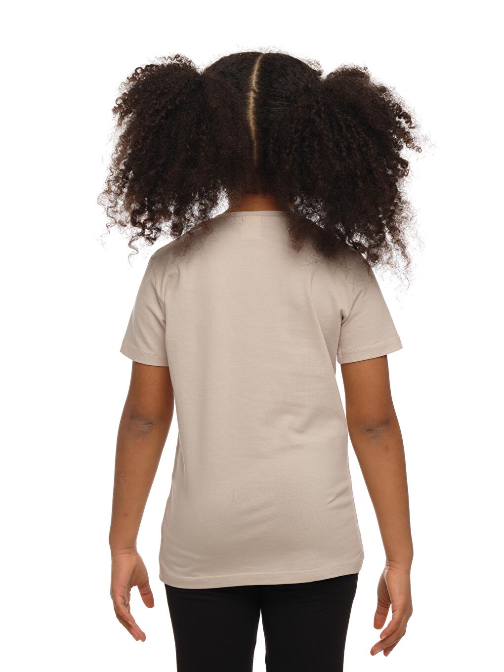 Bej Taş Unısex Sıfır Yaka Kısa Kollu Tişört-2