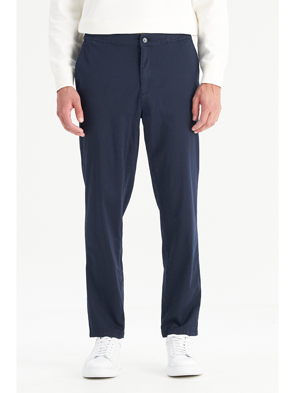 Lacivert Pamuklu Slim Fit Cepli Yumuşak Dokulu Esnek Pantolon-1