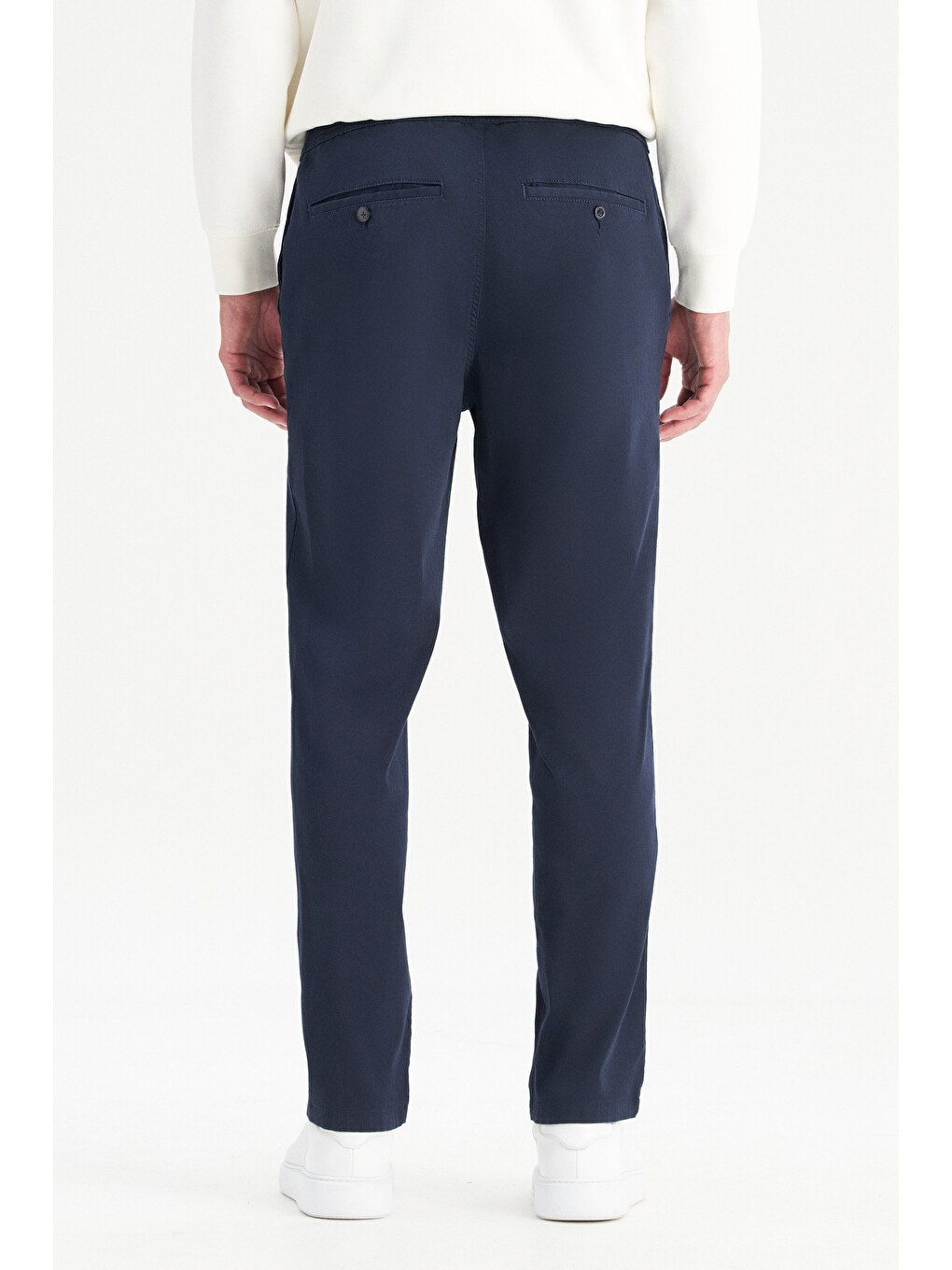 Lacivert Pamuklu Slim Fit Cepli Yumuşak Dokulu Esnek Pantolon-3
