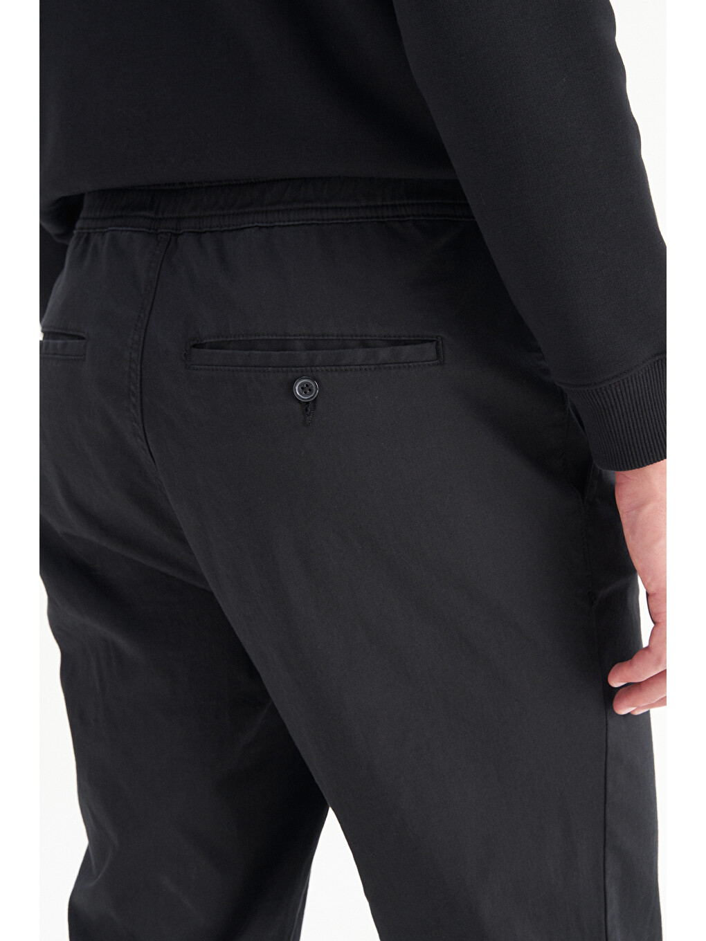 Siyah Pamuklu Slim Fit Cepli Yumuşak Dokulu Esnek Pantolon-3