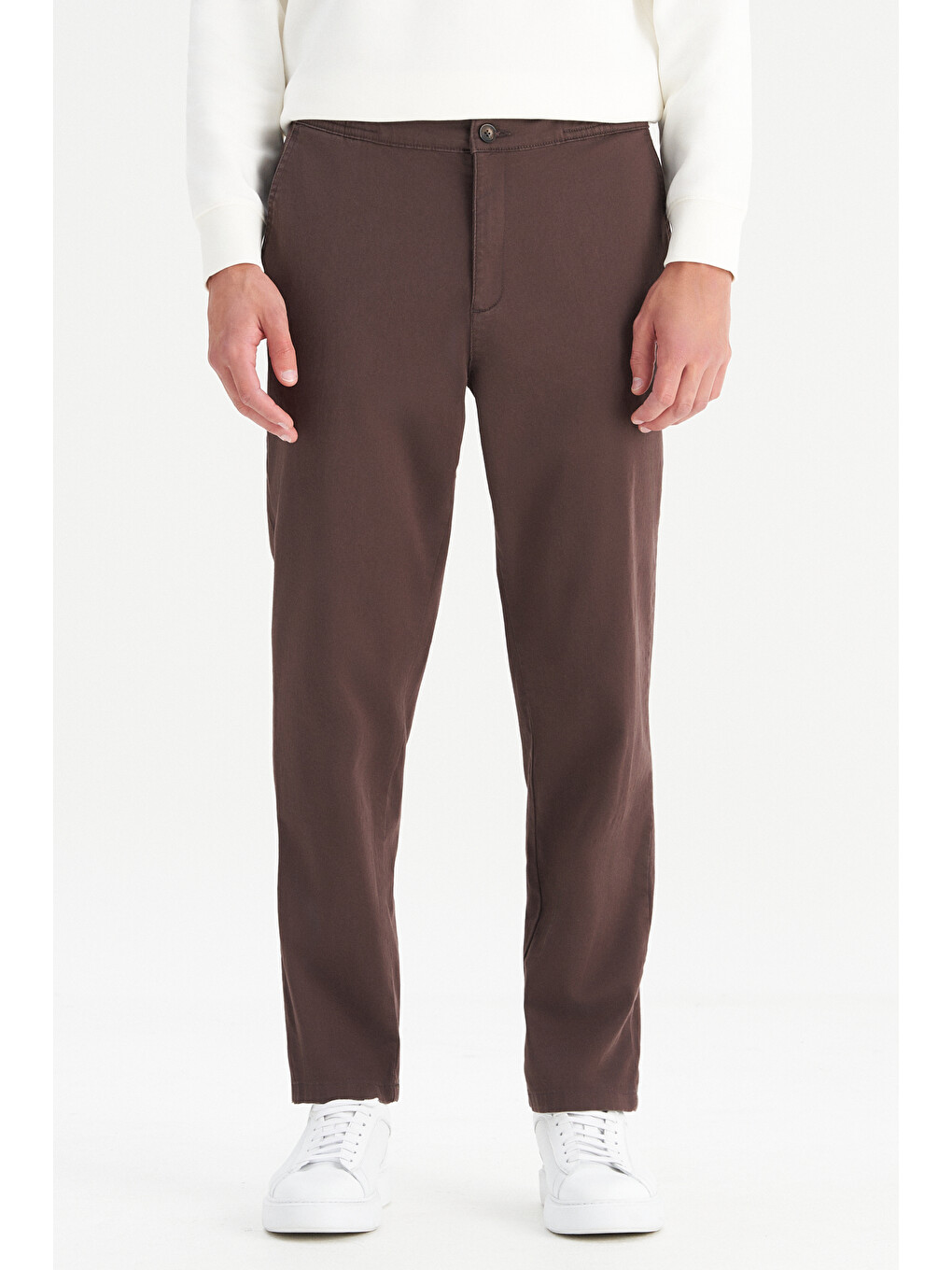 Kahverengi Pamuklu Slim Fit Cepli Yumuşak Dokulu Esnek Pantolon-1