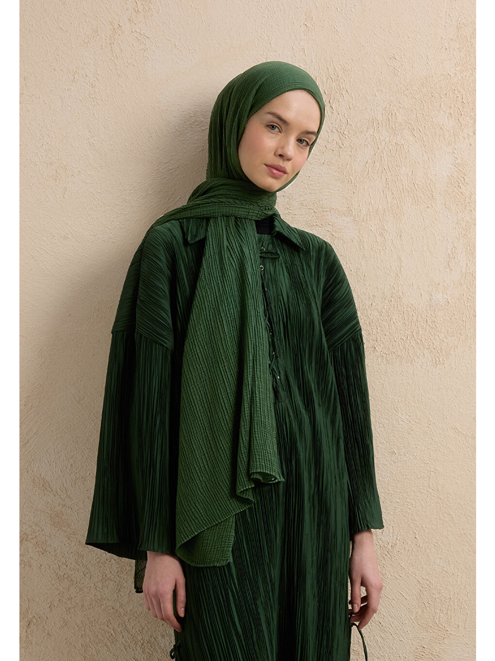 Modal Krinkıl Şal Çam Yeşili-3