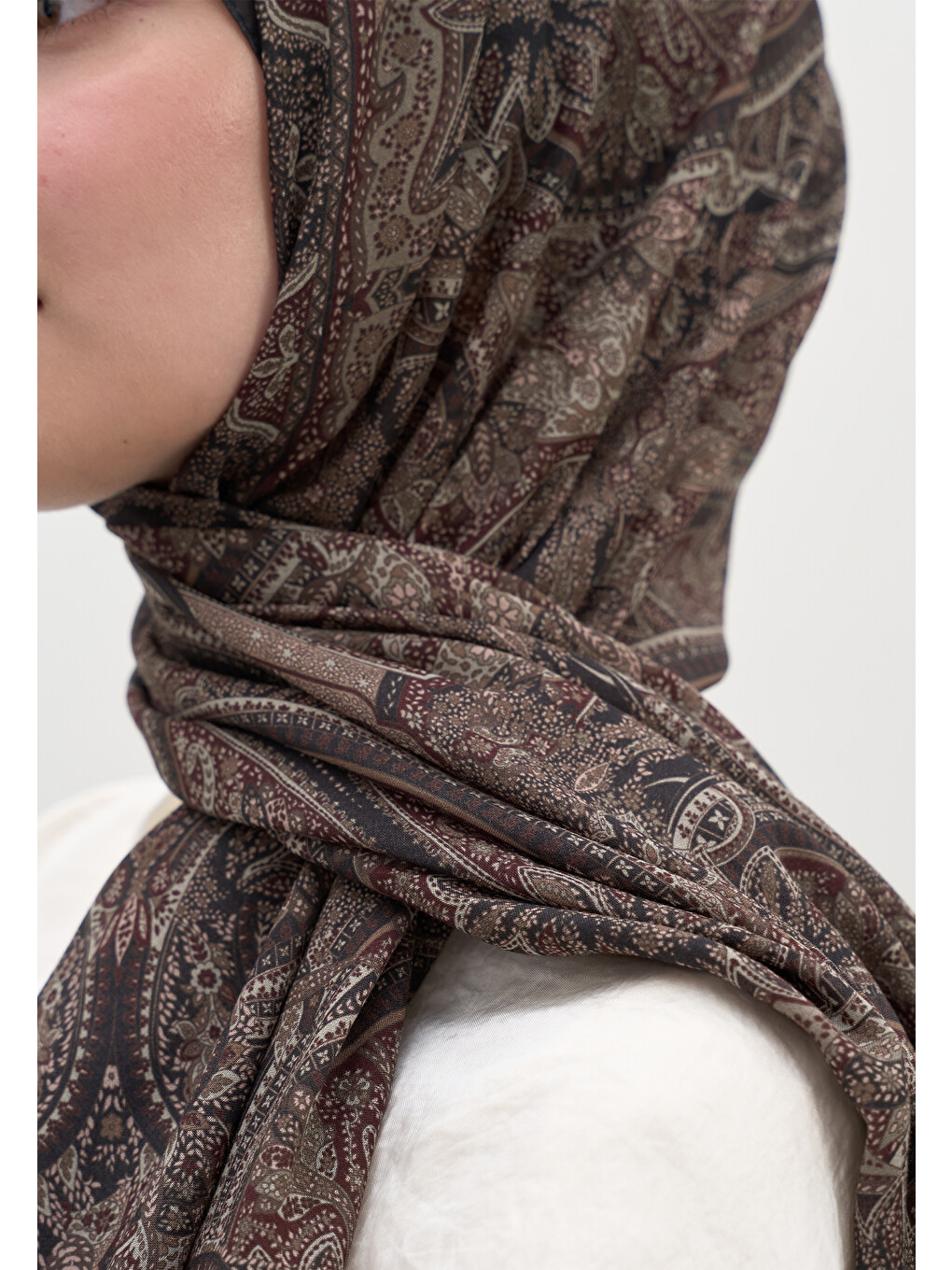 Kahverengi Slyvıe Desen Şal Acı Kahve-3