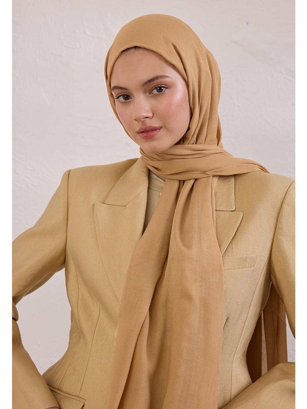 Bej Soft Viskon Şal Latte