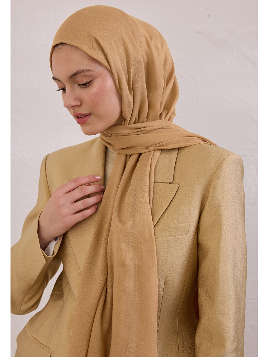 Bej Soft Viskon Şal Latte-2