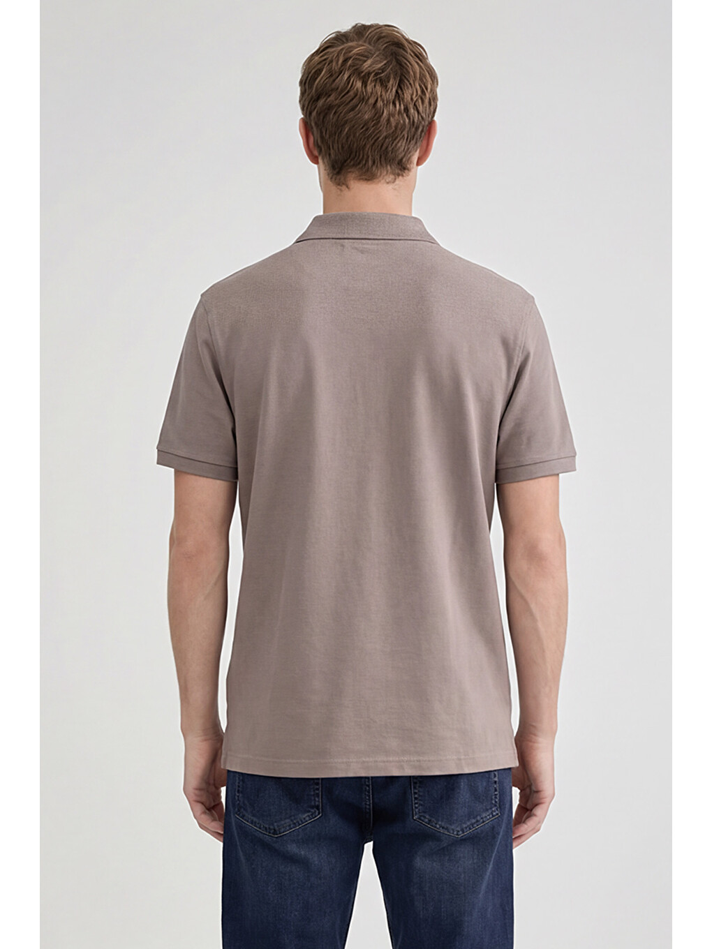 Bej Regular Fit Normal Kesim Polo Yaka %100 Pamuk Bordo Tişört-4