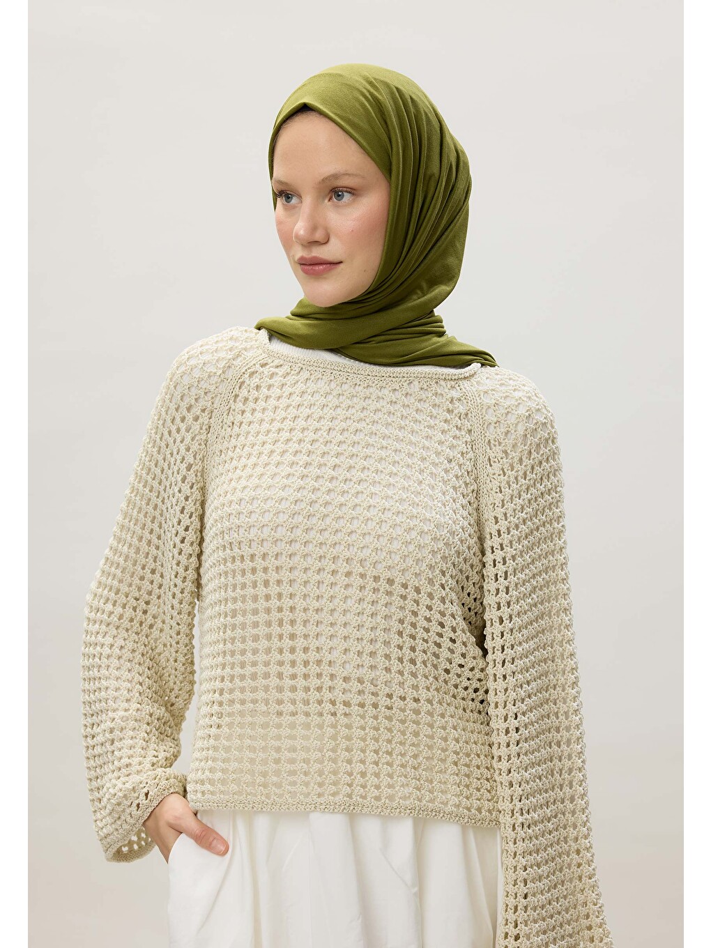 Yeşil Penye Şal Olive