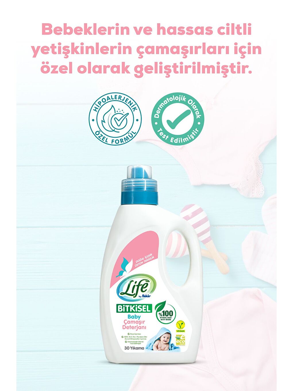 Life by Fakir Bitkisel Baz Vegan Sıvı Bebek Deterjanı 1500 ml x 3 Adet - 2