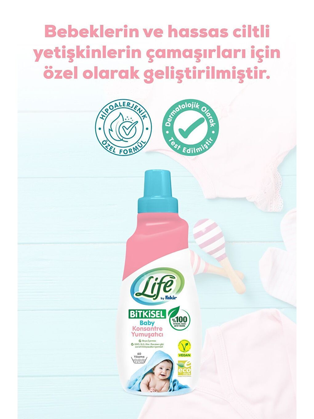 Life by Fakir Bitkisel Bebek Çamaşır Yumuşatıcısı 1500 ml x 3 Adet - 1