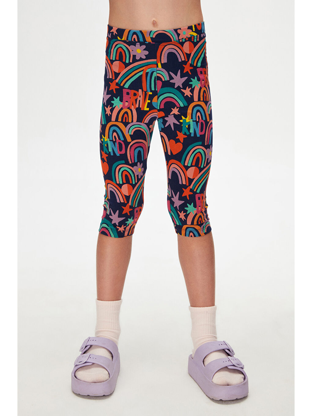 Karışık Kız Çocuk Brave & Happy Desen Kapri-1