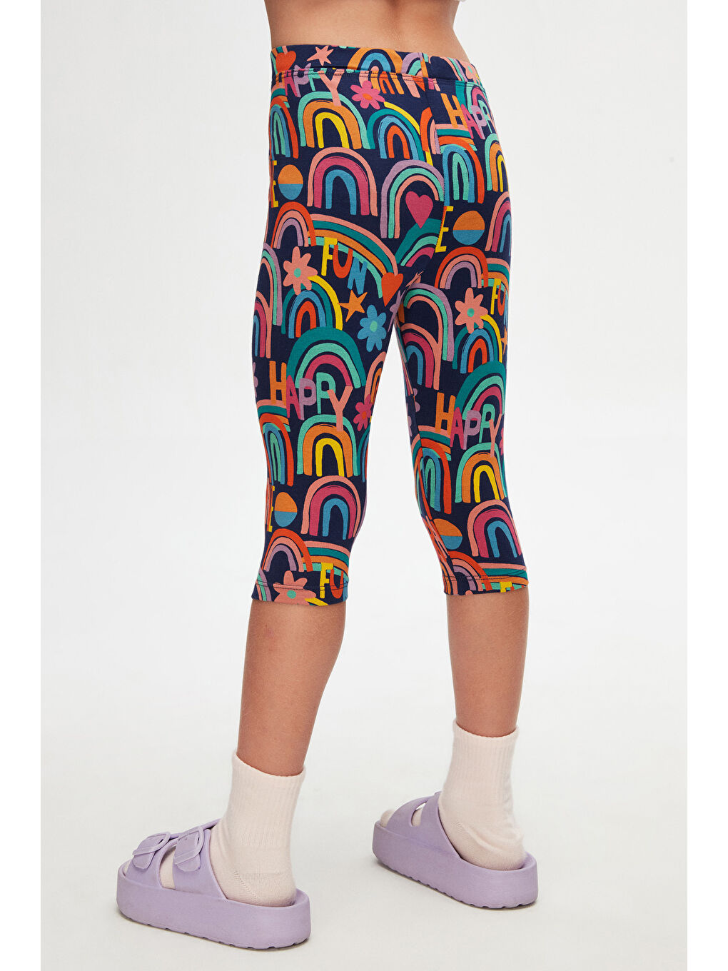 Karışık Kız Çocuk Brave & Happy Desen Kapri-3