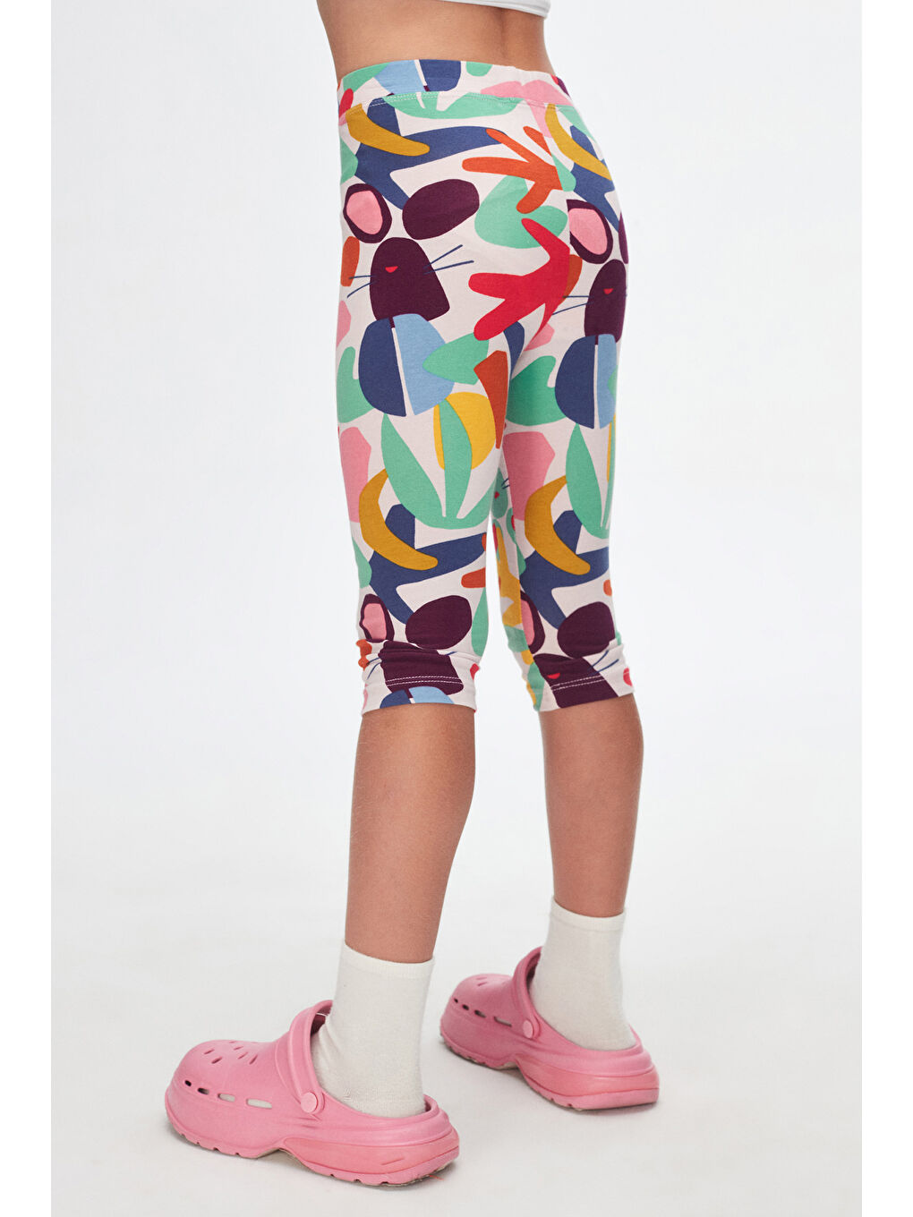 Karışık Kız Çocuk Cutouts Foliage Desen Kapri-3