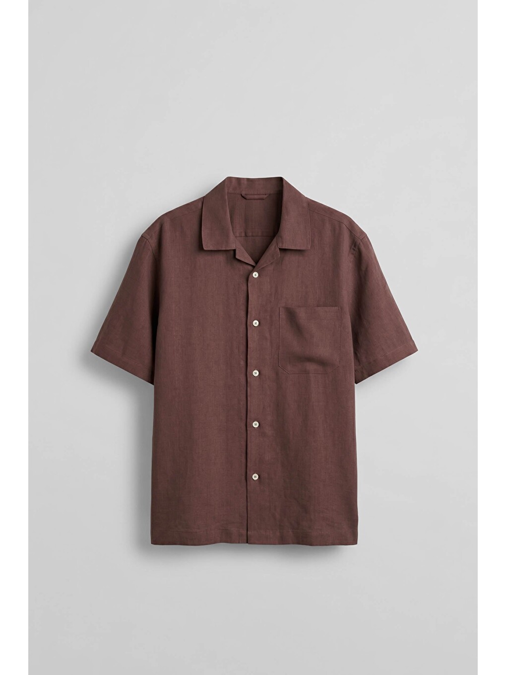 Erkek Relaxed Fit Kısa Kollu Cepli Lyocell Gömlek Bordo