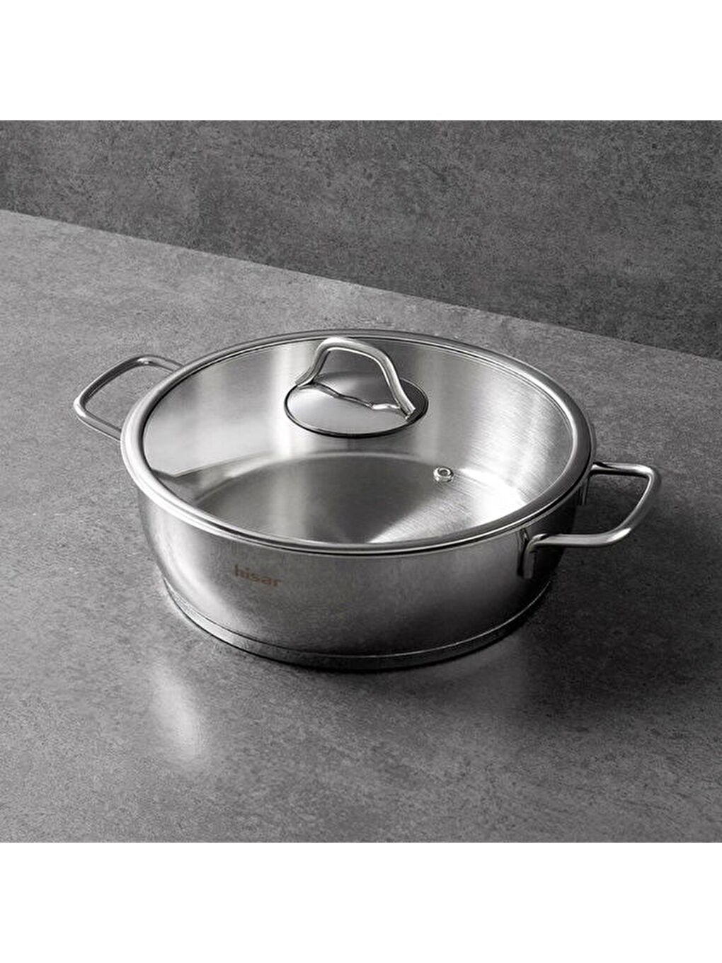 Gri Teos Çelik Basık Tencere - Inox - 26 cm-3