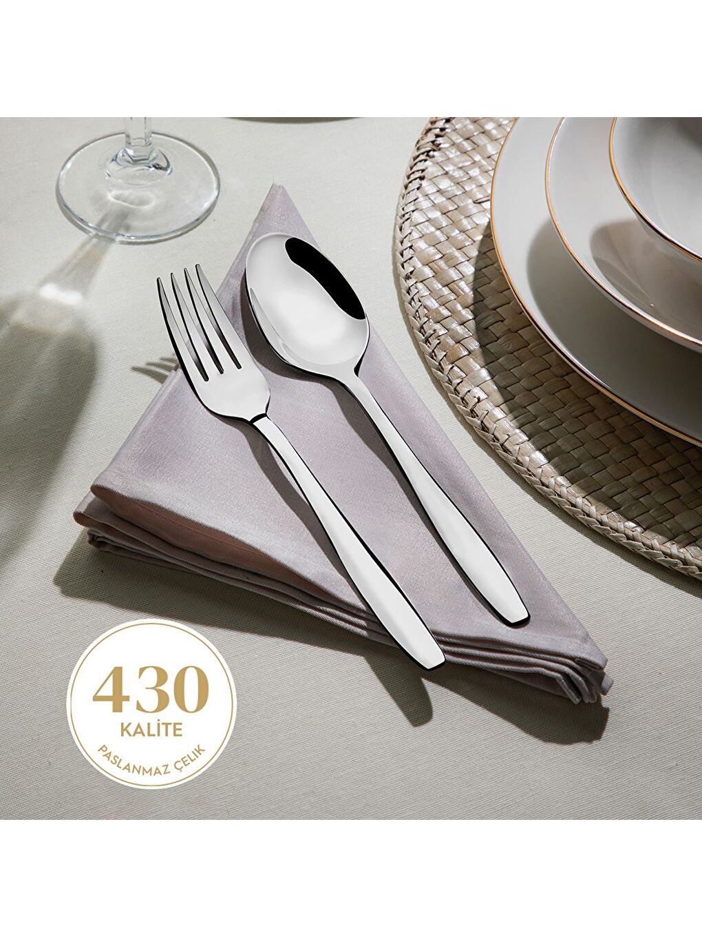 Gri Sahra 30 Parça Çatal Kaşık Seti-4