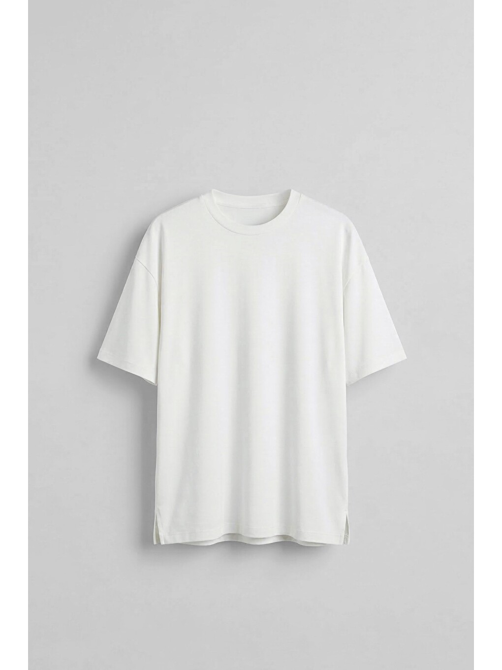 Erkek Oversize Basic Yumuşak Dokulu Rahat Tişört Ekru