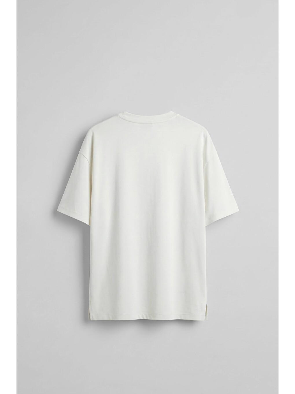 Erkek Oversize Basic Yumuşak Dokulu Rahat Tişört Ekru-1