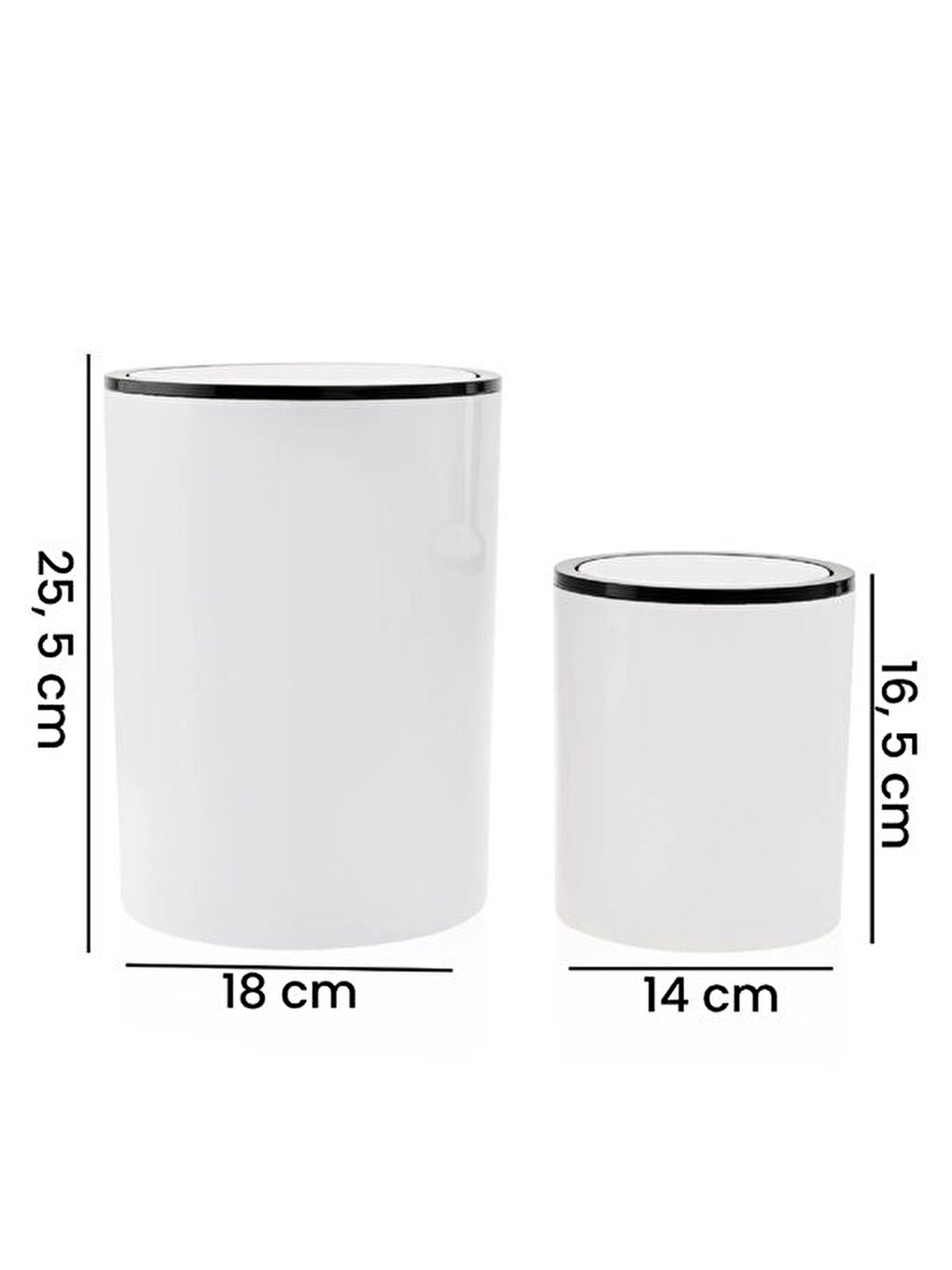 2'li Çöp Kovası Seti - Beyaz - 5 lt + 2 lt-3