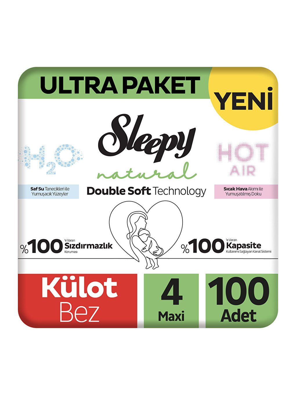Natural Double Soft Ultra Paket Külot Bez 4 Numara Maxi 100 Adet
