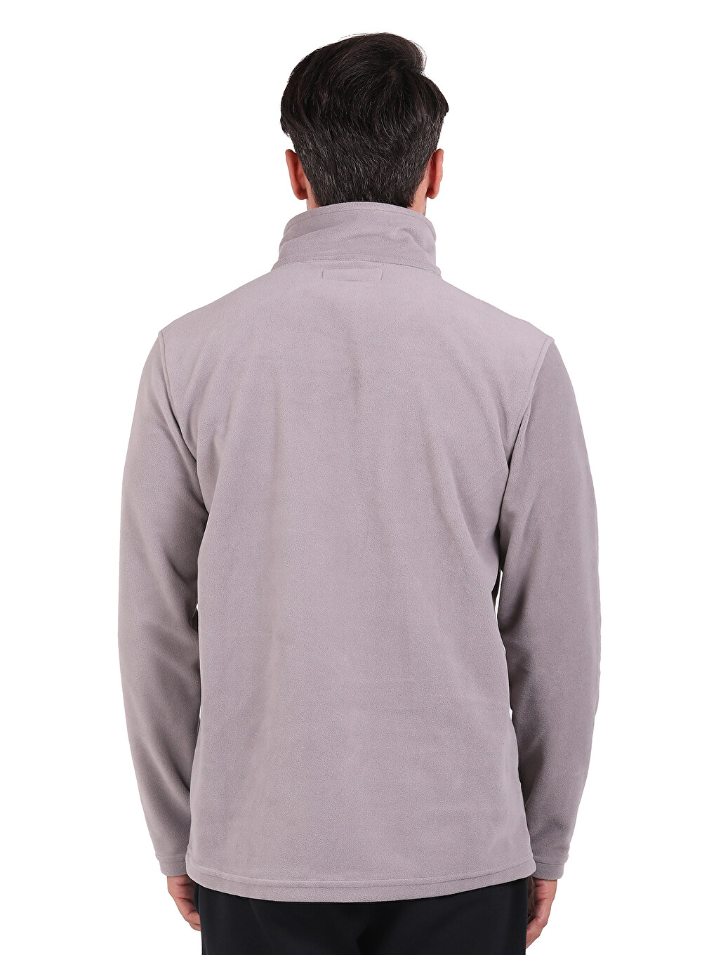 Gri Erkek Polar Dik Yaka Sweatshirt-2