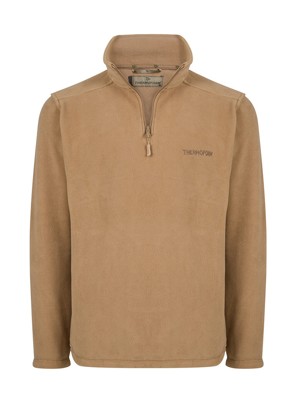 Bej Erkek Polar Dik Yaka Sweatshirt-2