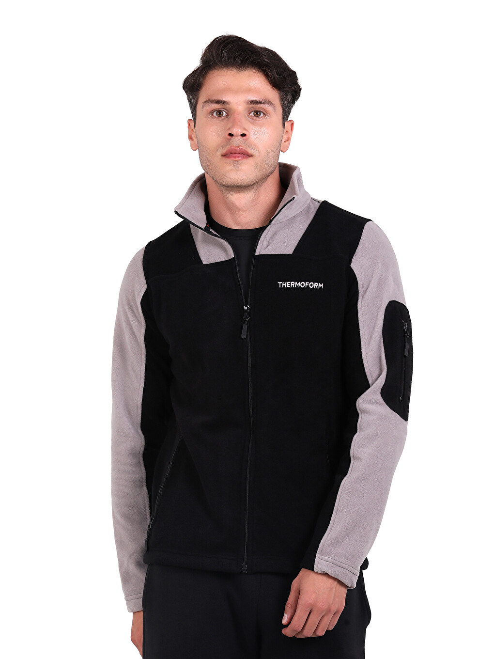 Siyah Evo Pro Erkek Polar Fermuarlı Sweatshirt