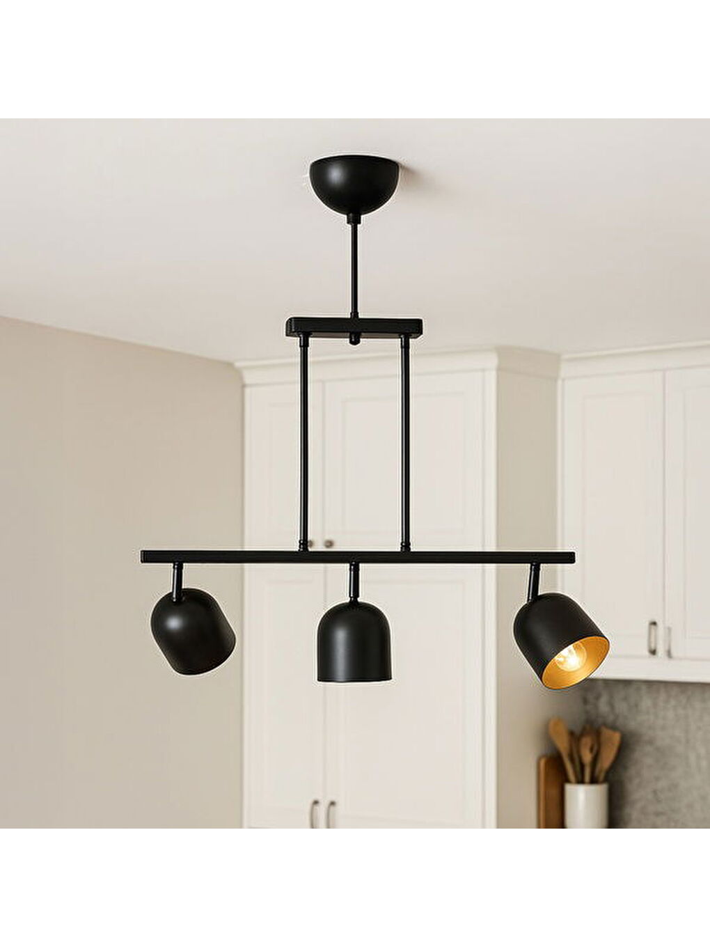 Mark 3'lü Avize - Siyah - 65x10x60 cm