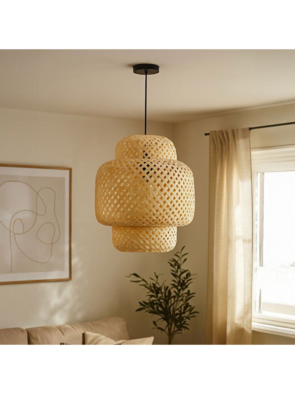 Bej Kona Bambu Sarkıt - Natürel - 30 cm