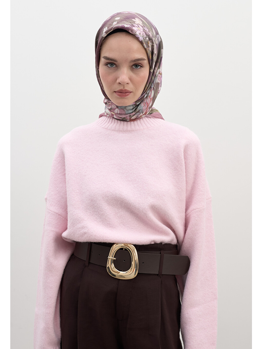 Pembe Wısterıa Desen Pamuklu Viskon Eşarp Gülkurusu-3