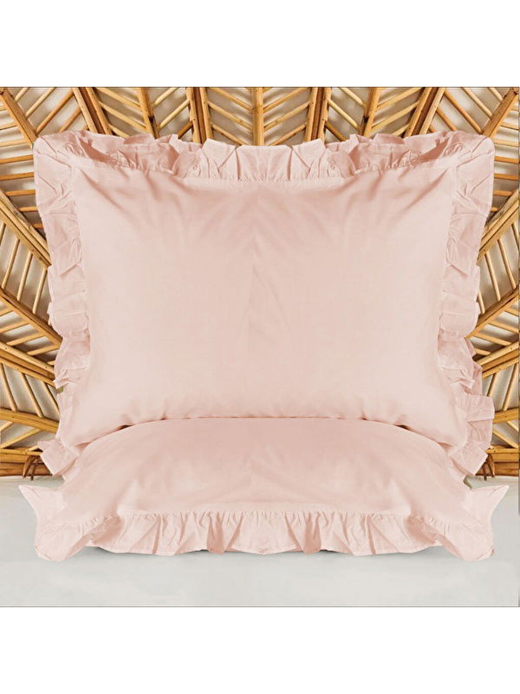 Pembe Soft Basic Fırfırlı 2'li Yastık Kılıfı - Gülkurusu - 50x70 cm