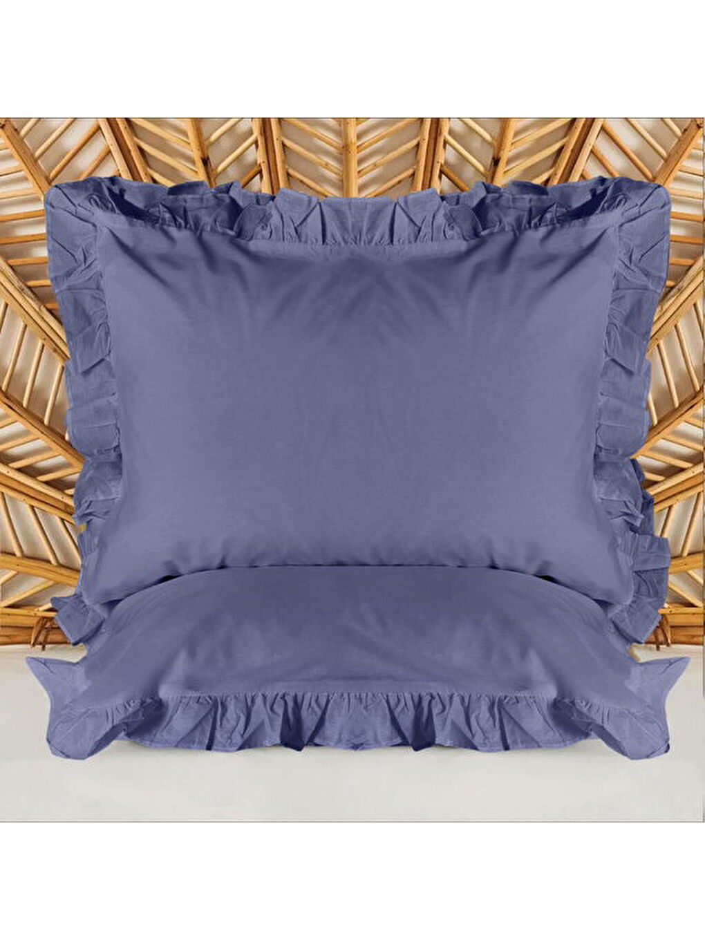 Soft Basic Fırfırlı 2'li Yastık Kılıfı - Lacivert - 50x70 cm