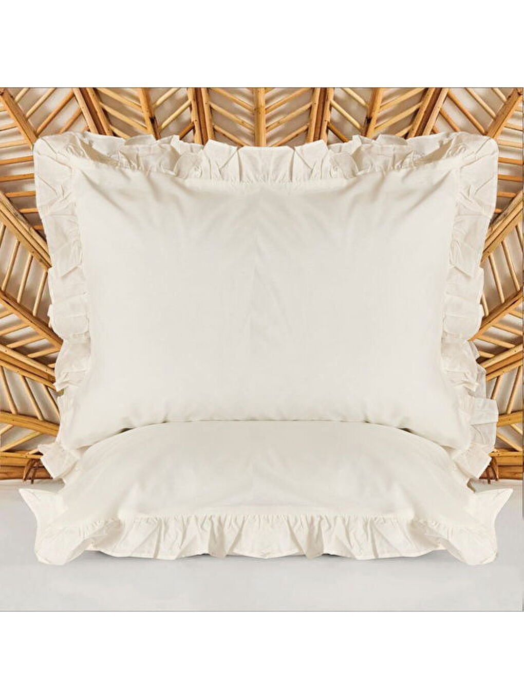 Soft Basic Fırfırlı 2'li Yastık Kılıfı - Ekru - 50x70 cm