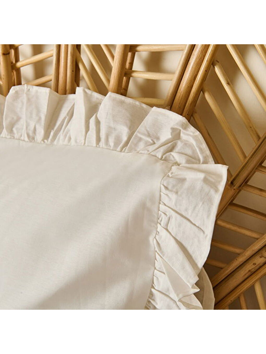 Soft Basic Fırfırlı 2'li Yastık Kılıfı - Ekru - 50x70 cm-3