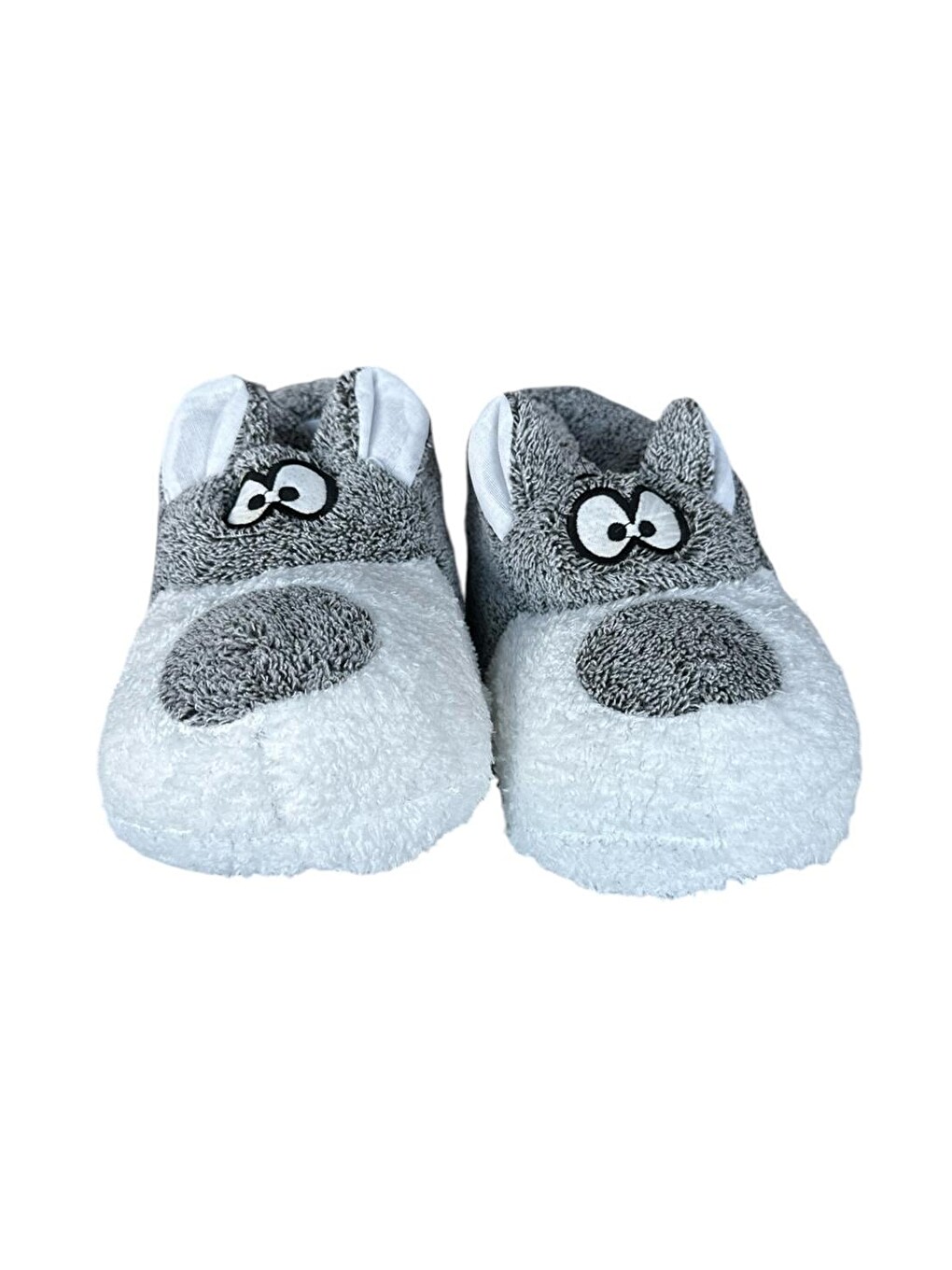 Unisex Panduf Ses Yapmayan Ev Patiği Beyaz - Gri-3