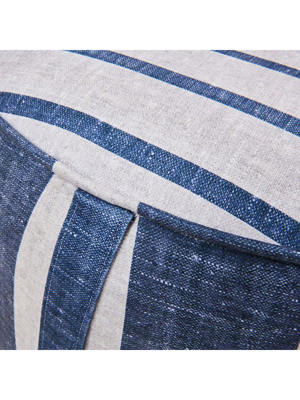 Nautical Puf - Mavi / Krem - 36x56x56 cm-2