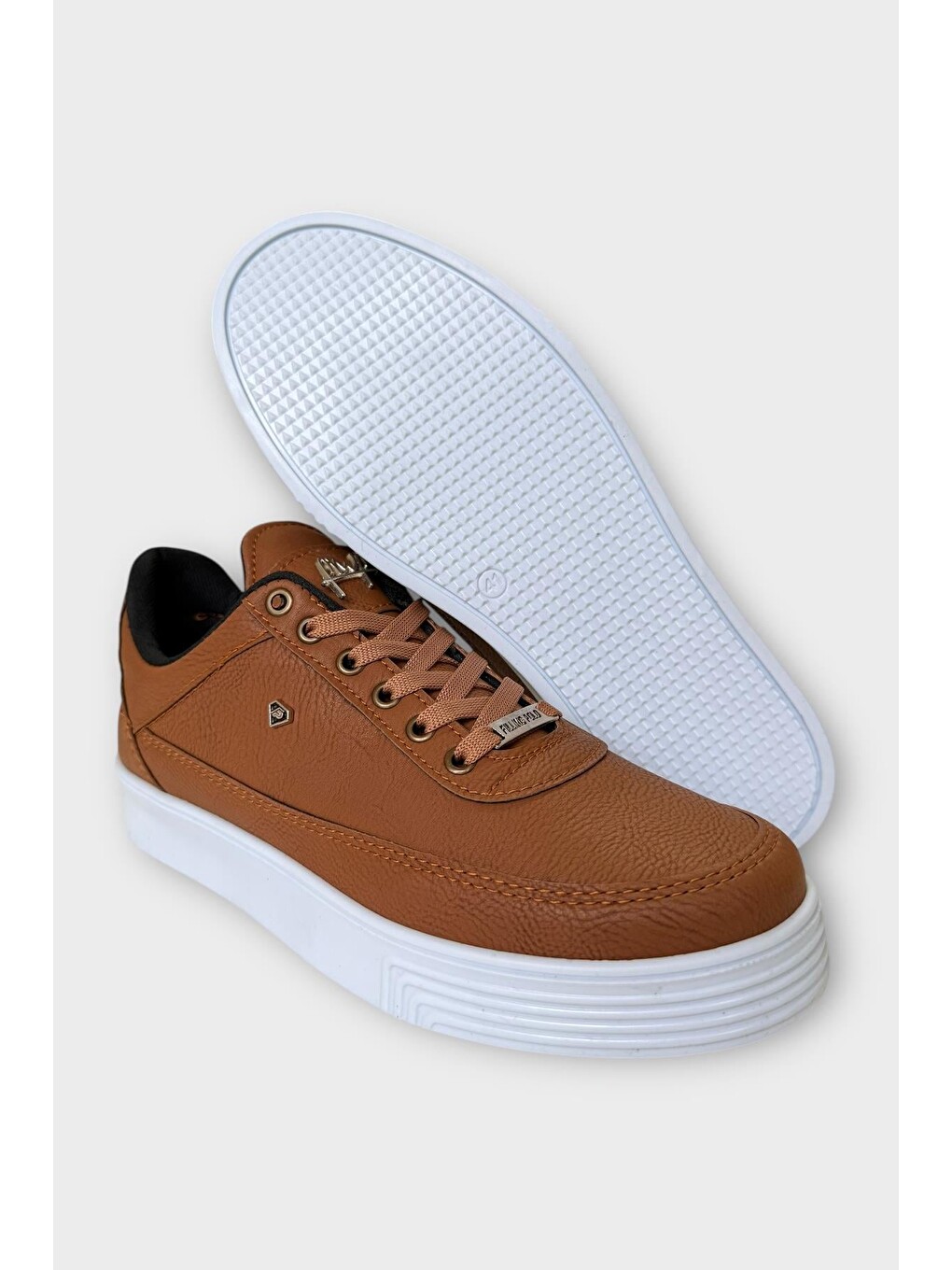 Kahverengi Erkek Günlük Yumuşak İç Astarlı Sneaker Spor Ayakkabı Taba - Beyaz-4