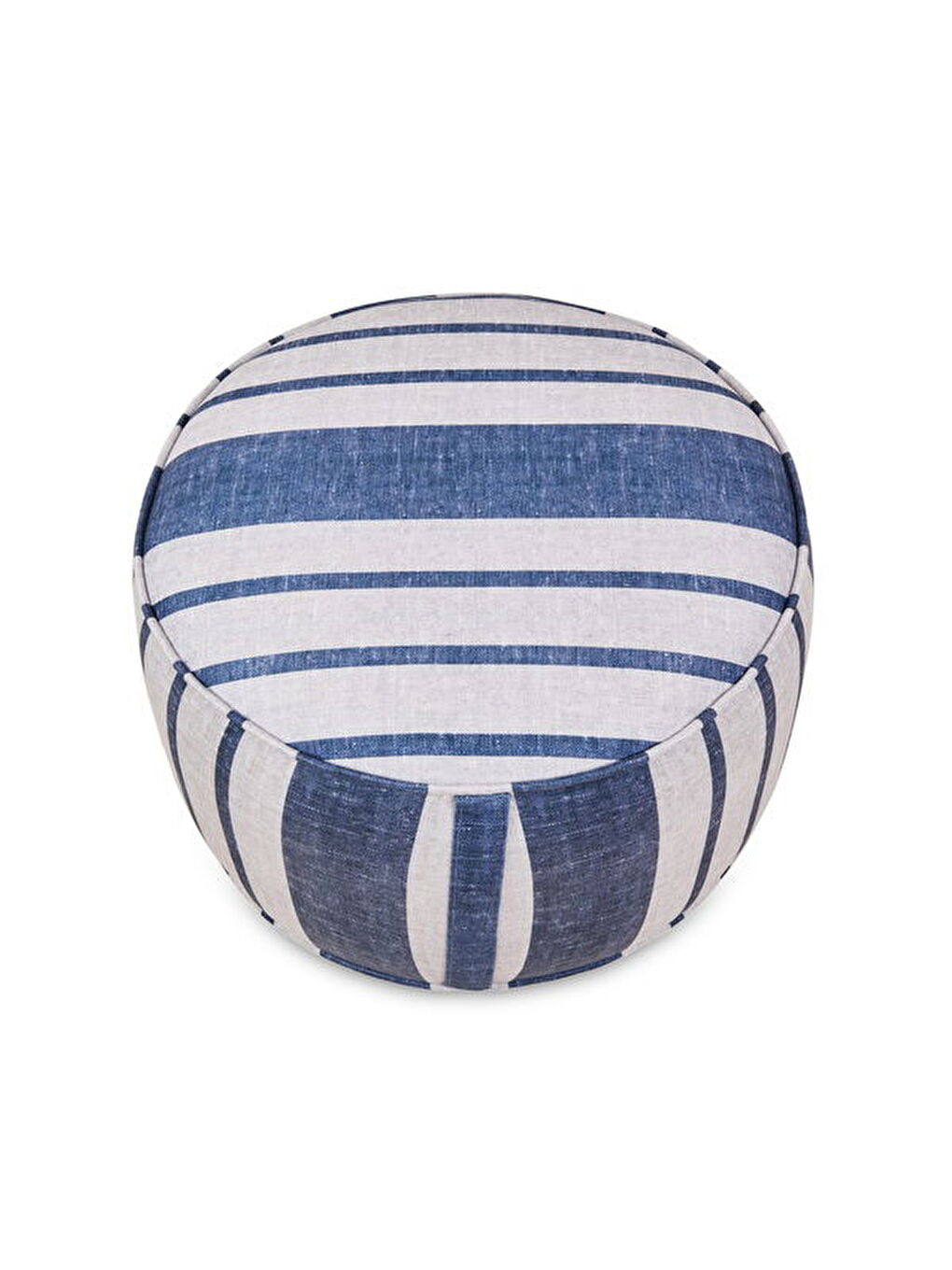 Nautical Puf - Mavi / Krem - 36x56x56 cm-4