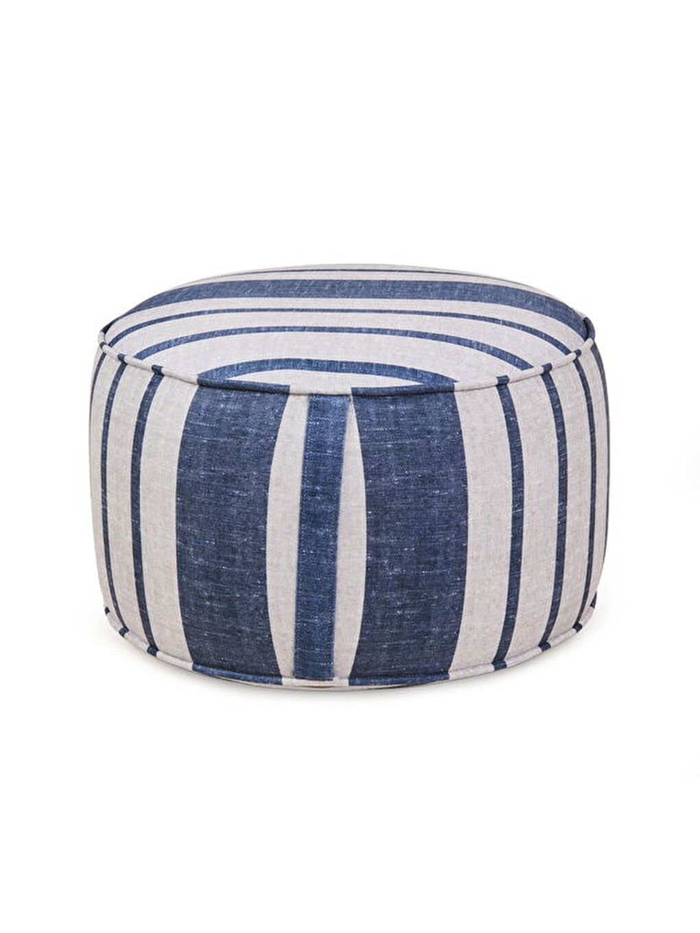 Nautical Puf - Mavi / Krem - 36x56x56 cm-6