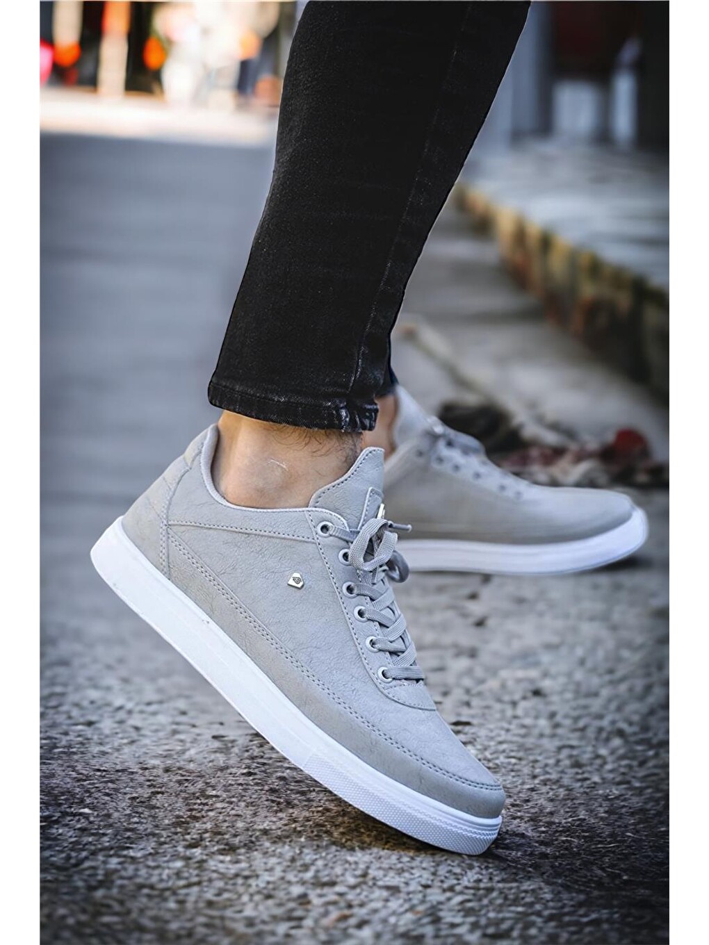 Erkek Günlük Yumuşak İç Astarlı Sneaker Spor Ayakkabı Gri-3