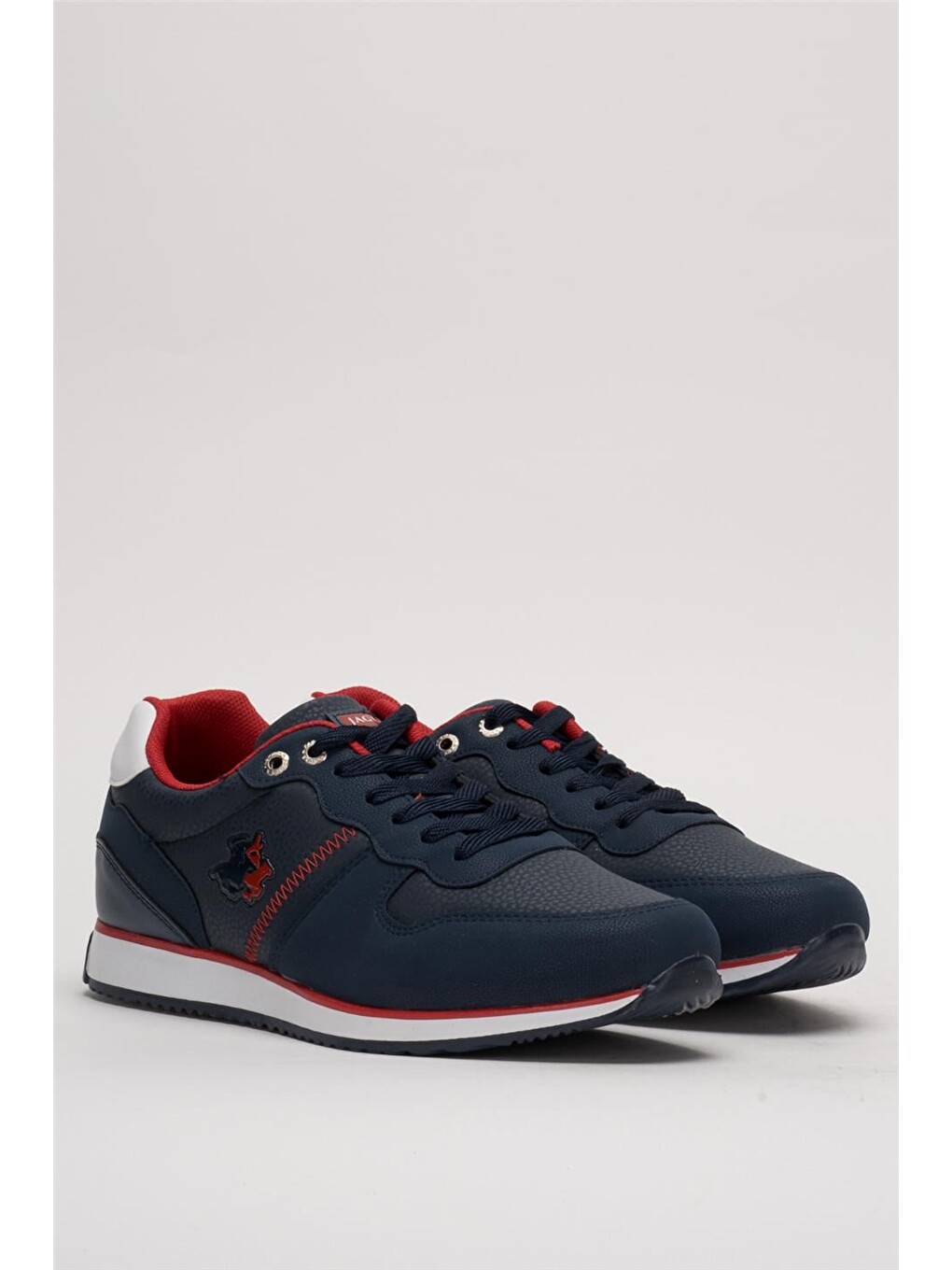 Erkek Günlük Cilt Sneaker Ayakkabı Lacivert - Beyaz-2