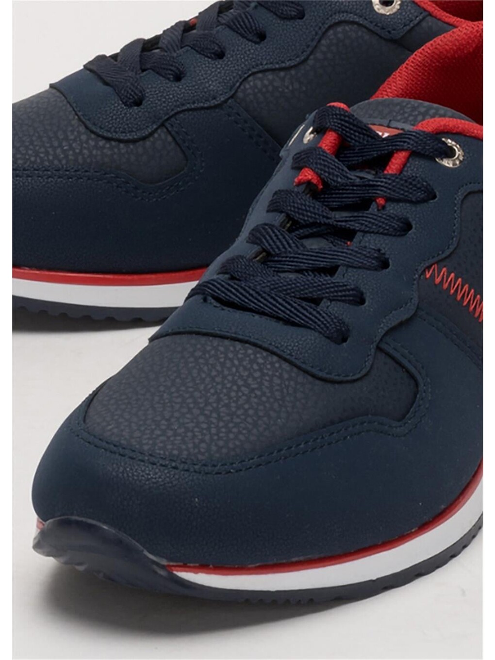 Erkek Günlük Cilt Sneaker Ayakkabı Lacivert - Beyaz-4