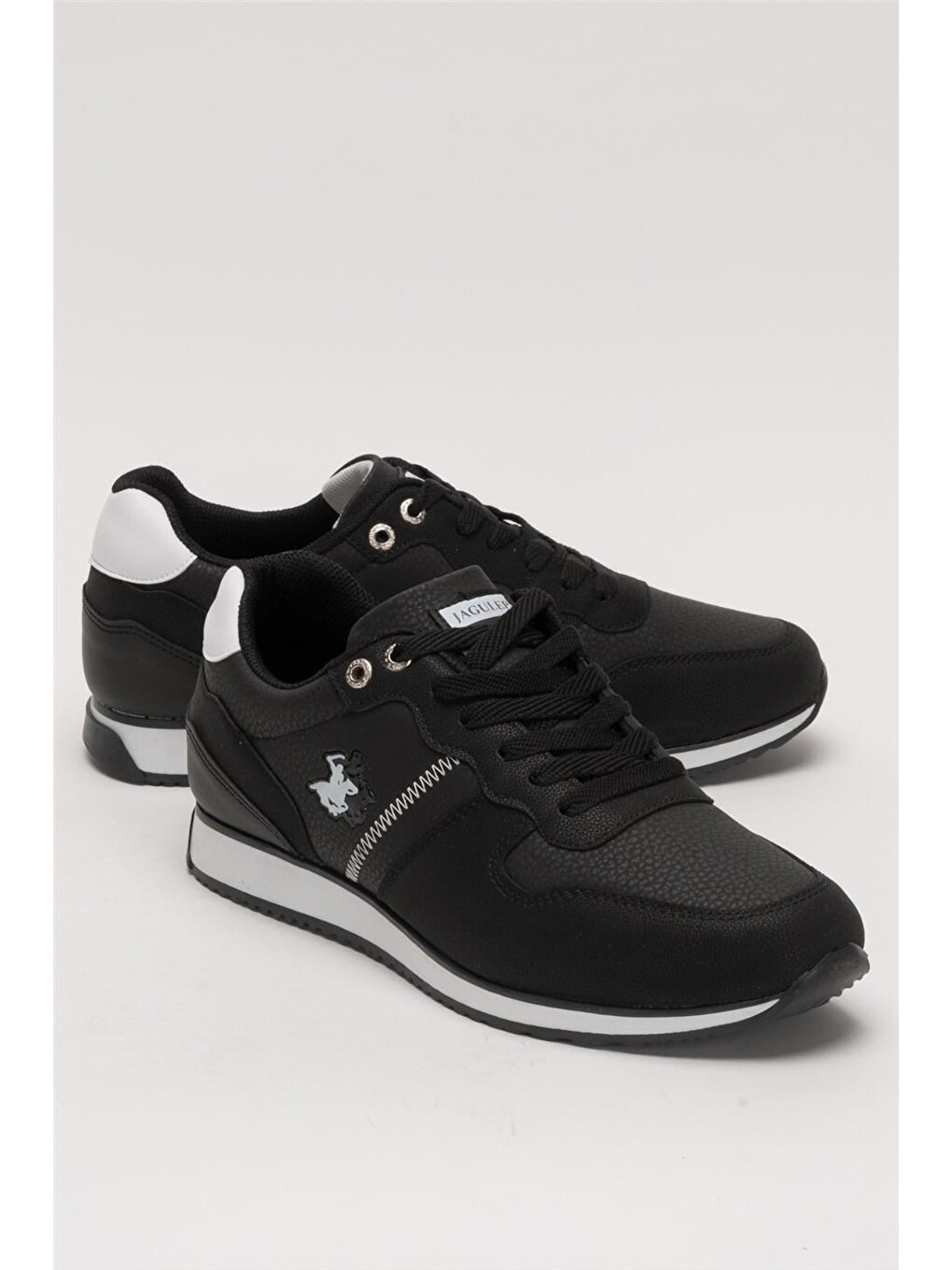 Erkek Günlük Cilt Sneaker Ayakkabı Siyah - Beyaz-1