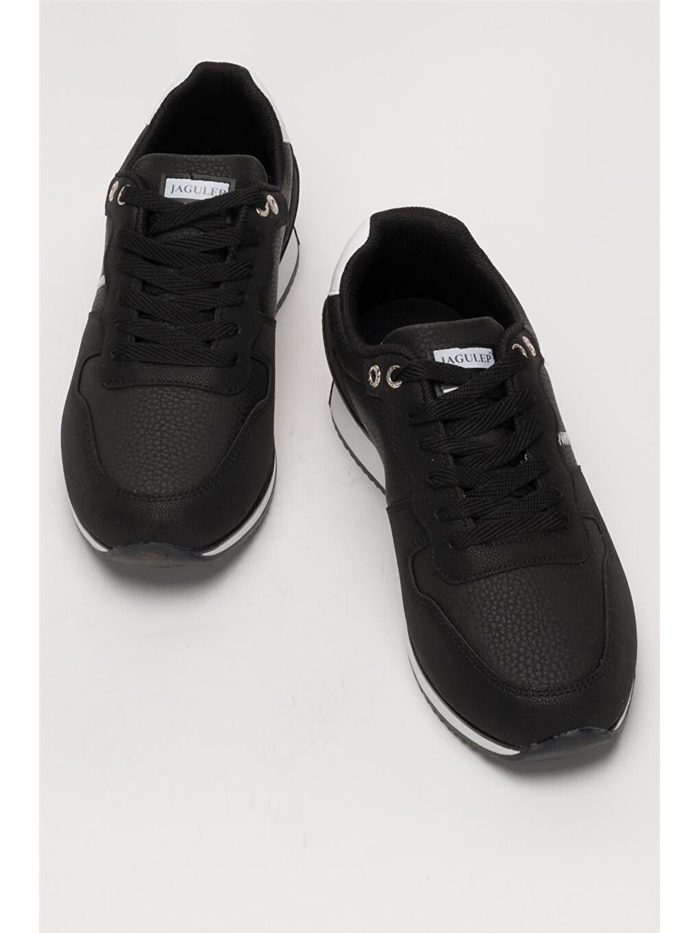 Erkek Günlük Cilt Sneaker Ayakkabı Siyah - Beyaz-5