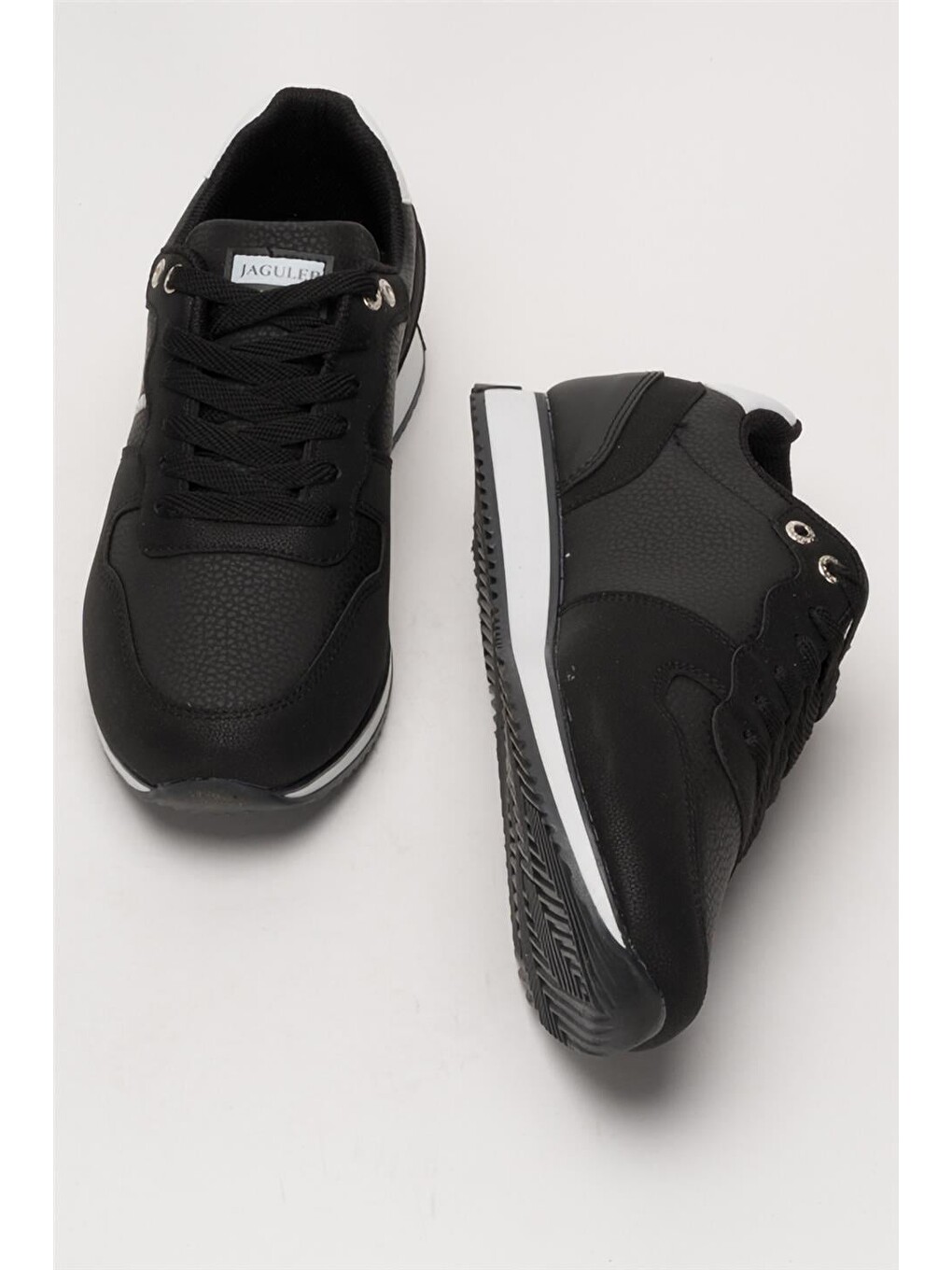 Erkek Günlük Cilt Sneaker Ayakkabı Siyah - Beyaz-6