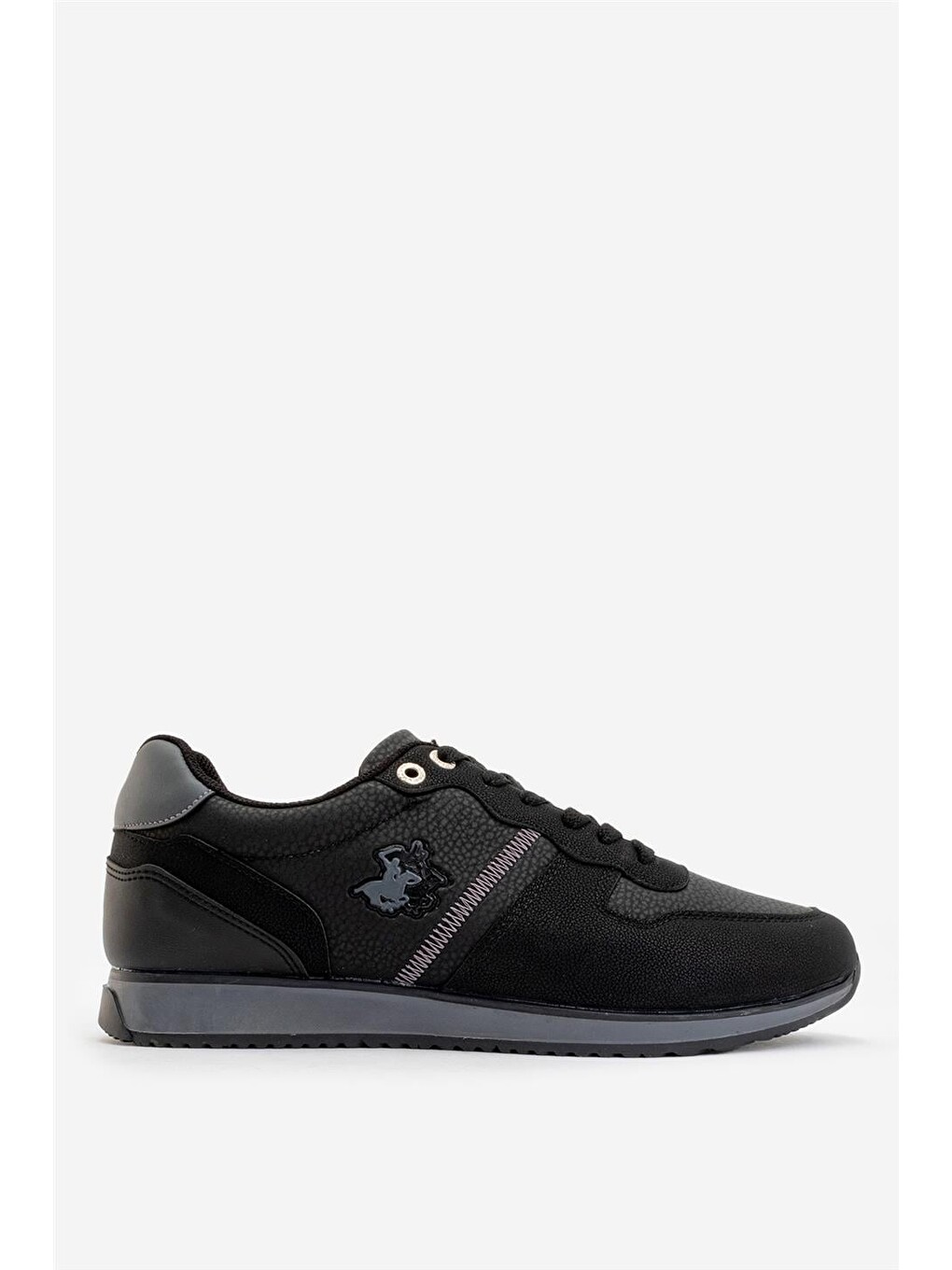 Erkek Günlük Cilt Sneaker Ayakkabı Siyah - Füme