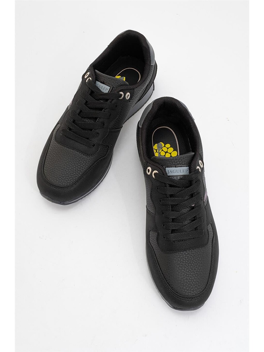 Erkek Günlük Cilt Sneaker Ayakkabı Siyah - Füme-4