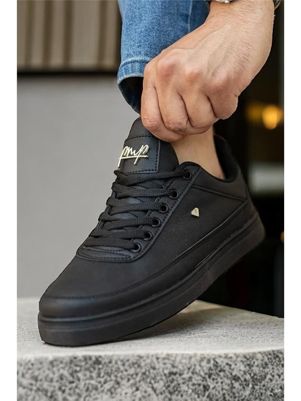 Erkek Günlük Yumuşak İç Astarlı Sneaker Spor Ayakkabı Siyah-3