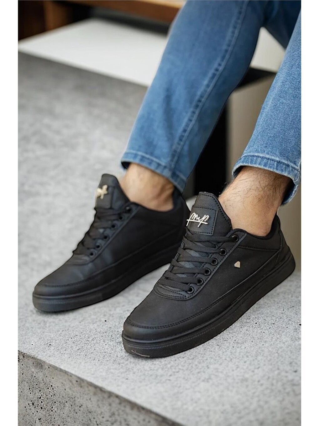 Erkek Günlük Yumuşak İç Astarlı Sneaker Spor Ayakkabı Siyah-4
