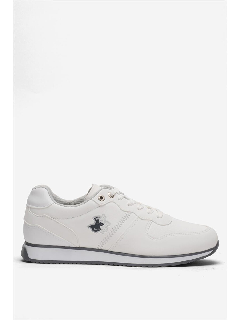 Erkek Günlük Cilt Sneaker Ayakkabı Beyaz - Füme