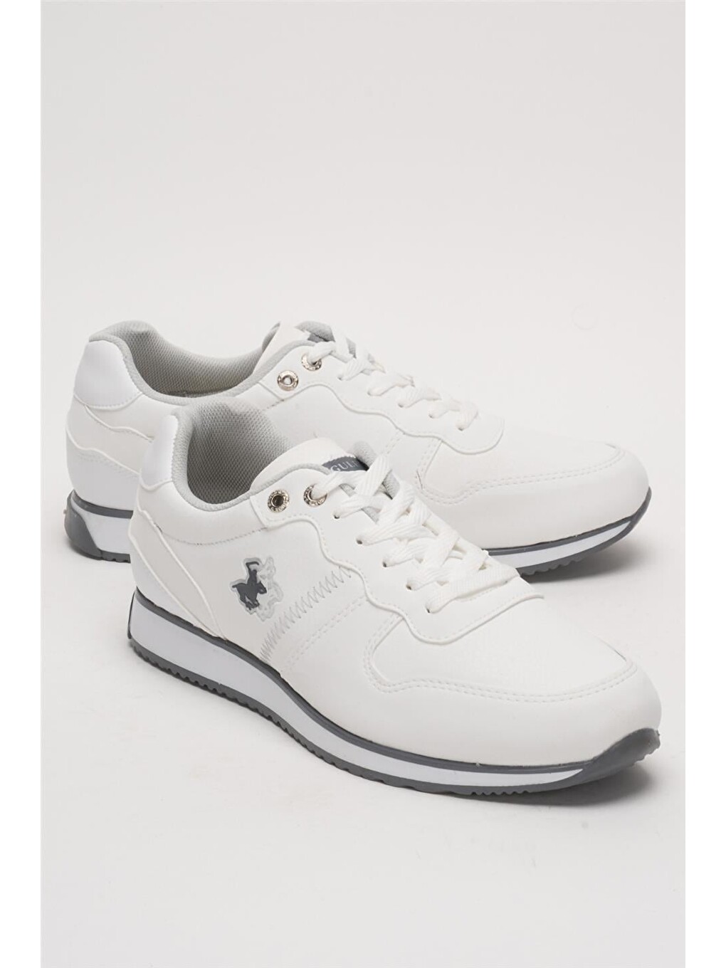 Erkek Günlük Cilt Sneaker Ayakkabı Beyaz - Füme-1